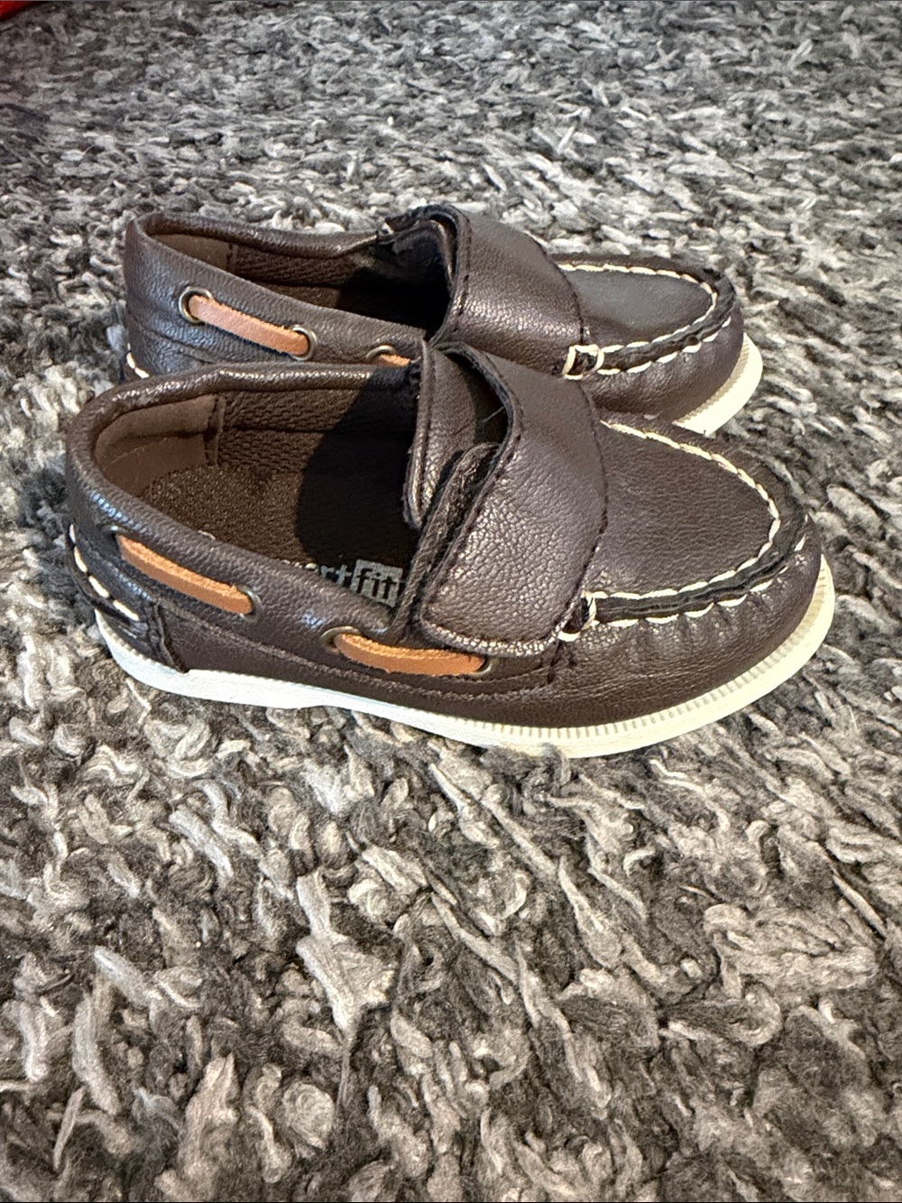 Toddler Smart Fit Brown Slip-On Loafers with Velcro Strap - Picture 2 of 5